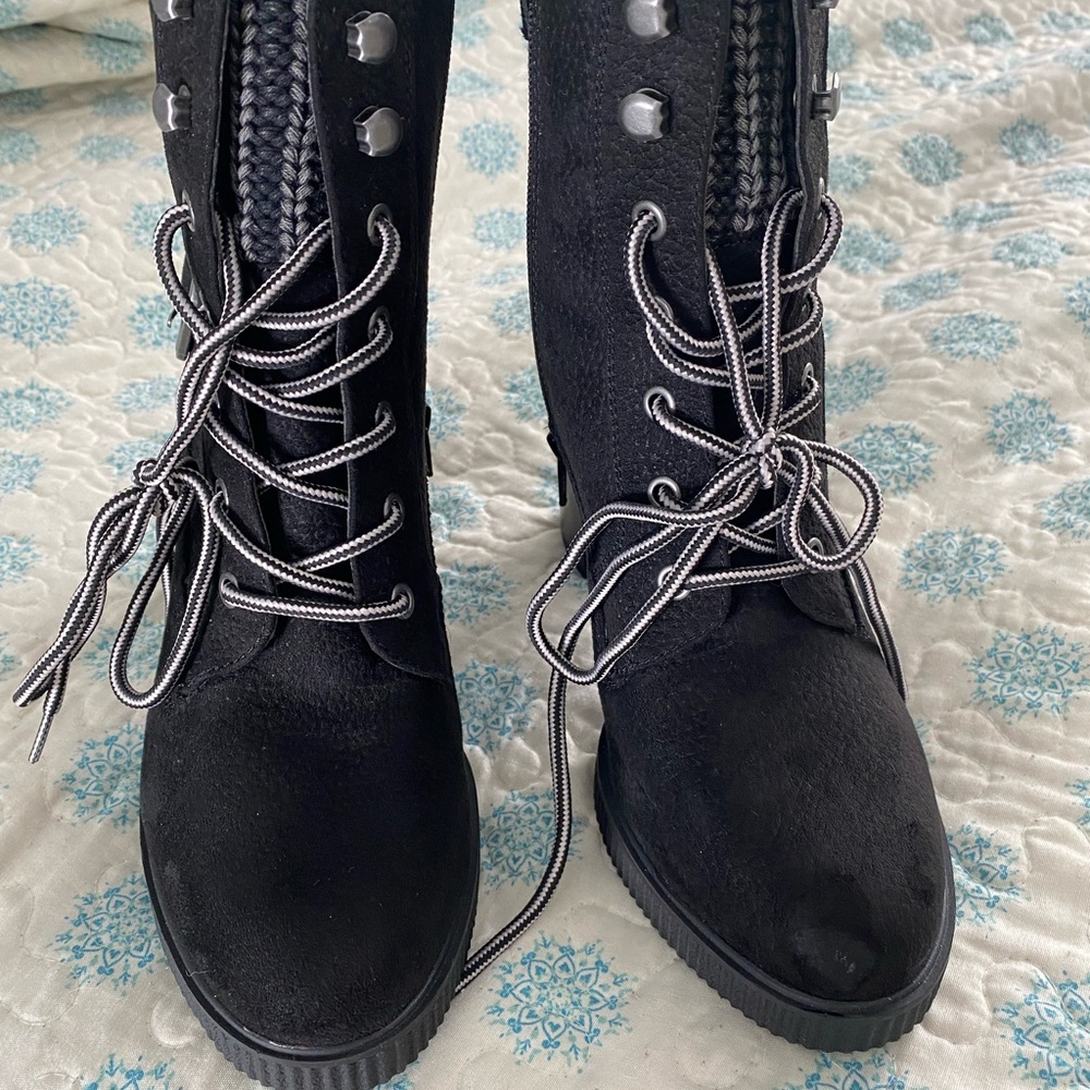 Lace up black boots
